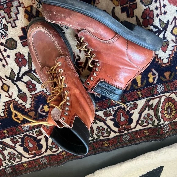 Red Wing Moc Toe SuperSole Work Boots Red Oro Russet 10 D Vintage 1990's